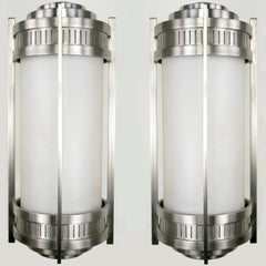Massive Stainless Steel Art Deco Revival Sconces