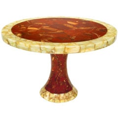 Muller's Red & Cream Onyx Pedestal Dining Table 5