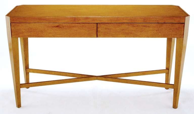 Nancy Corzine Glazed Maple X Based Art Moderne Console Sideboard