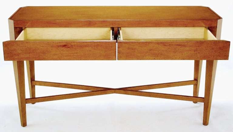 Nancy Corzine Glazed Maple X Based Art Moderne Console Sideboard