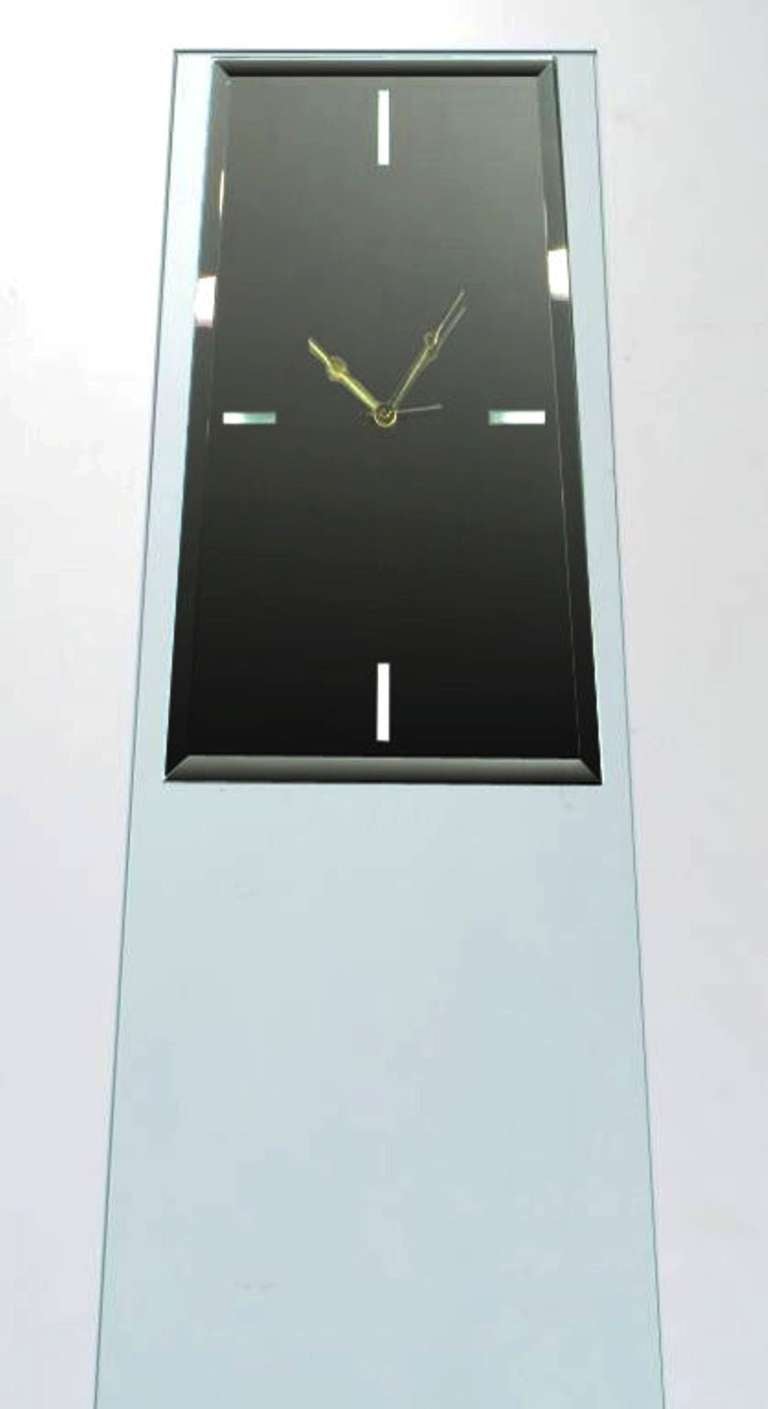 Tall and Sleek Glass and Steel Floor Clock after Pace Collection In Excellent Condition In Chicago, IL