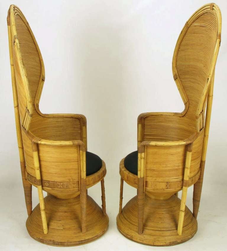 Pair Of Egyptian Style Rattan Cobra Chairs Pair Of Egyptian Style Rattan Cobra Chairs