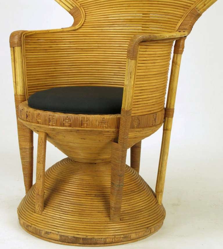 Mid-20th Century Pair of Egyptian Style Rattan Cobra Chairs