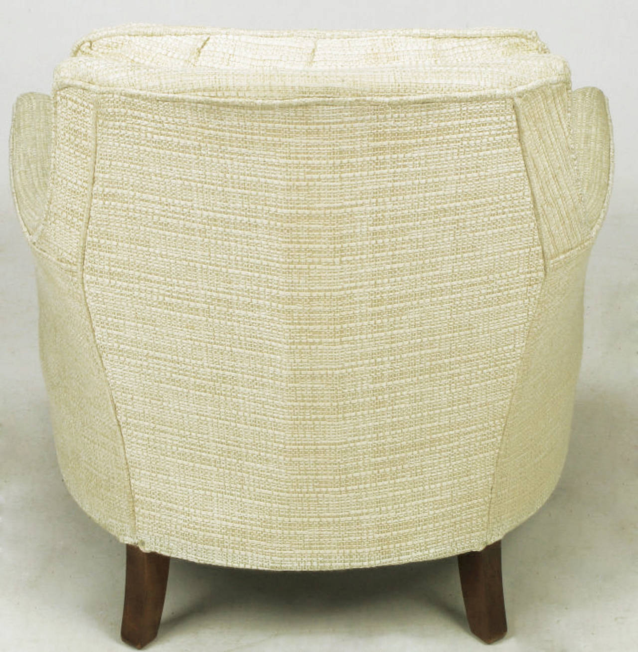 Button Tufted Creamy Linen Lounge Chair and Ottoman 1