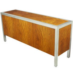 Vintage Pace Collection Fiddleback Koa Wood & Polished Steel Cabinet