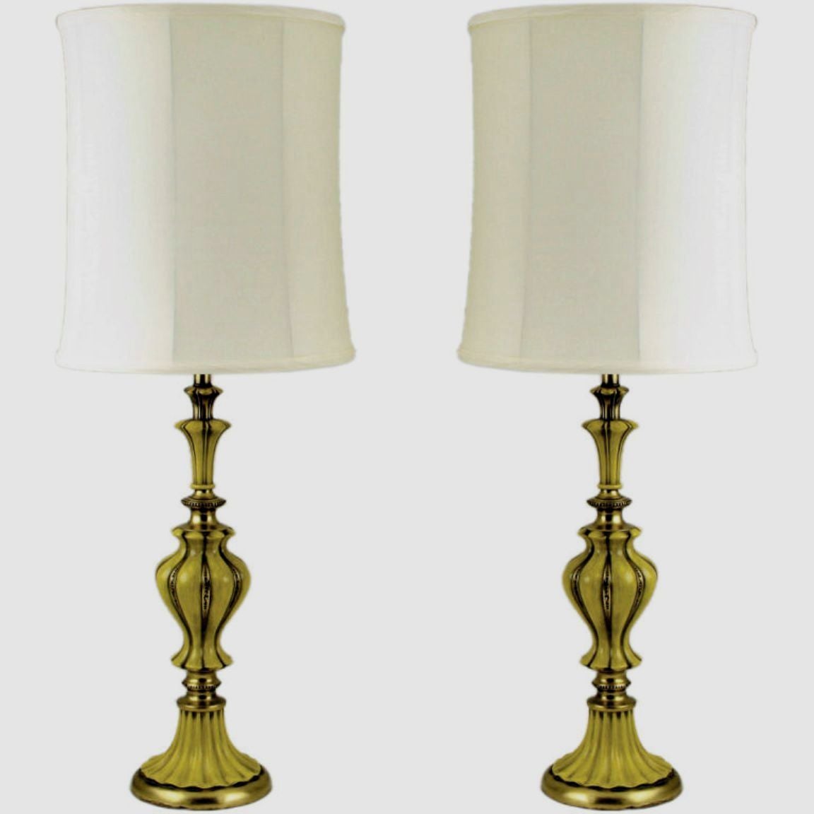 Pair of Rembrandt Brass and Antiqued Saffron Yellow Table Lamps