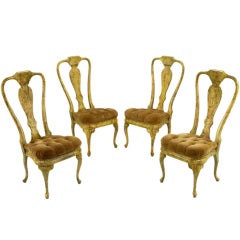 Four Phyllis Morris Oil-Drop Lacquered Queen Anne Chairs