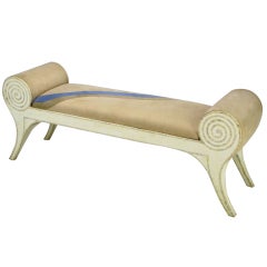 Art Deco Revival Tessellated Stone Rolled-Arm Bench