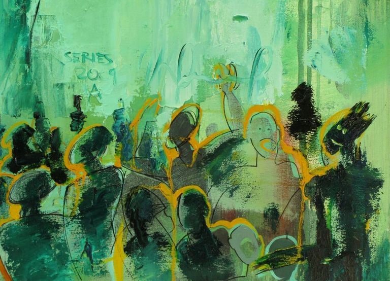 1999 Contemporary Russian Abstract Oil on Canvas Depicting Dollar Bill