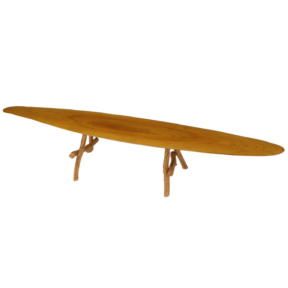 Adirondack Style Natural Wood Surf Board Coffee Table