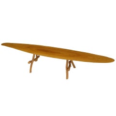 Vintage Adirondack Style Natural Wood Surf Board Coffee Table