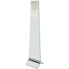 Tall and Sleek Glass and Steel Floor Clock after Pace Collection