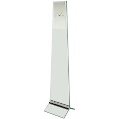 Tall and Sleek Glass and Steel Floor Clock after Pace Collection