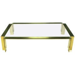 72" Postmodern Brushed Brass & Glass Coffee Table