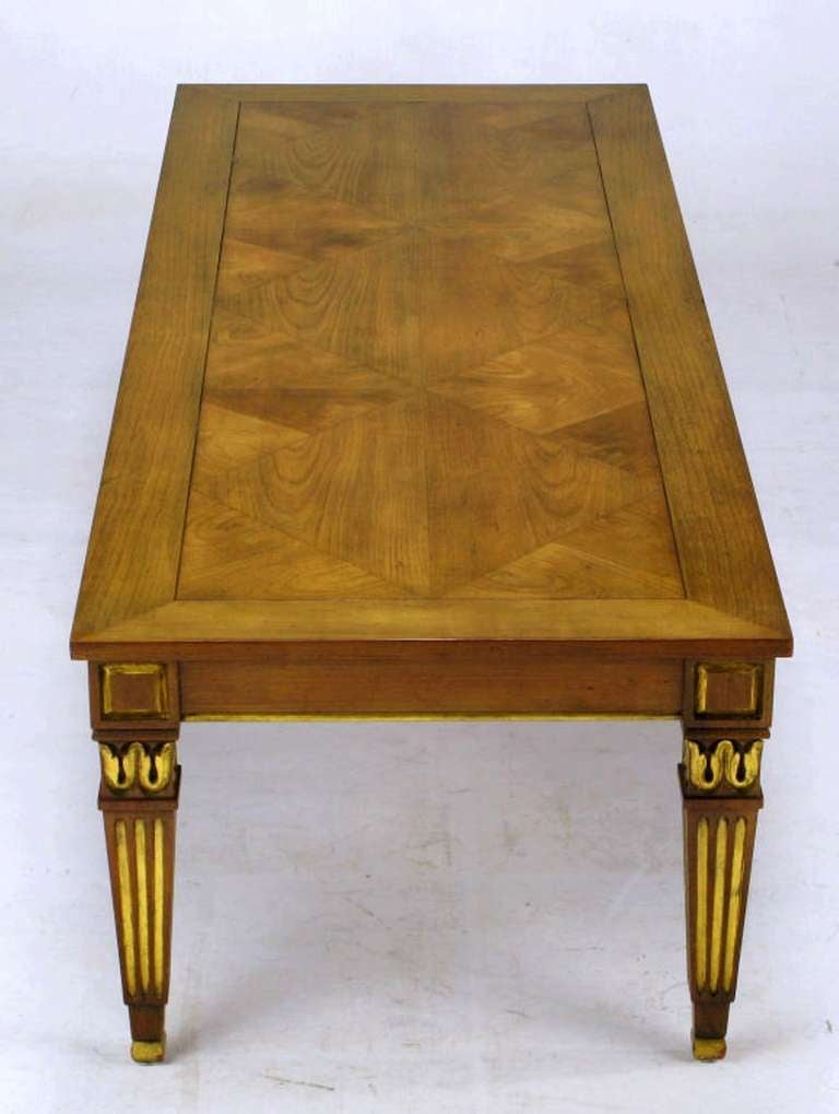Baker Louis XVI Style Parcel Gilt Parquetry Top Coffee Table 1