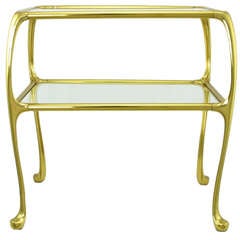 Solid Brass Art Nouveau Style Two-Tier End Table