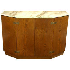 Bert England Appalachian Oak and Carrara Marble Console Cabinet 5