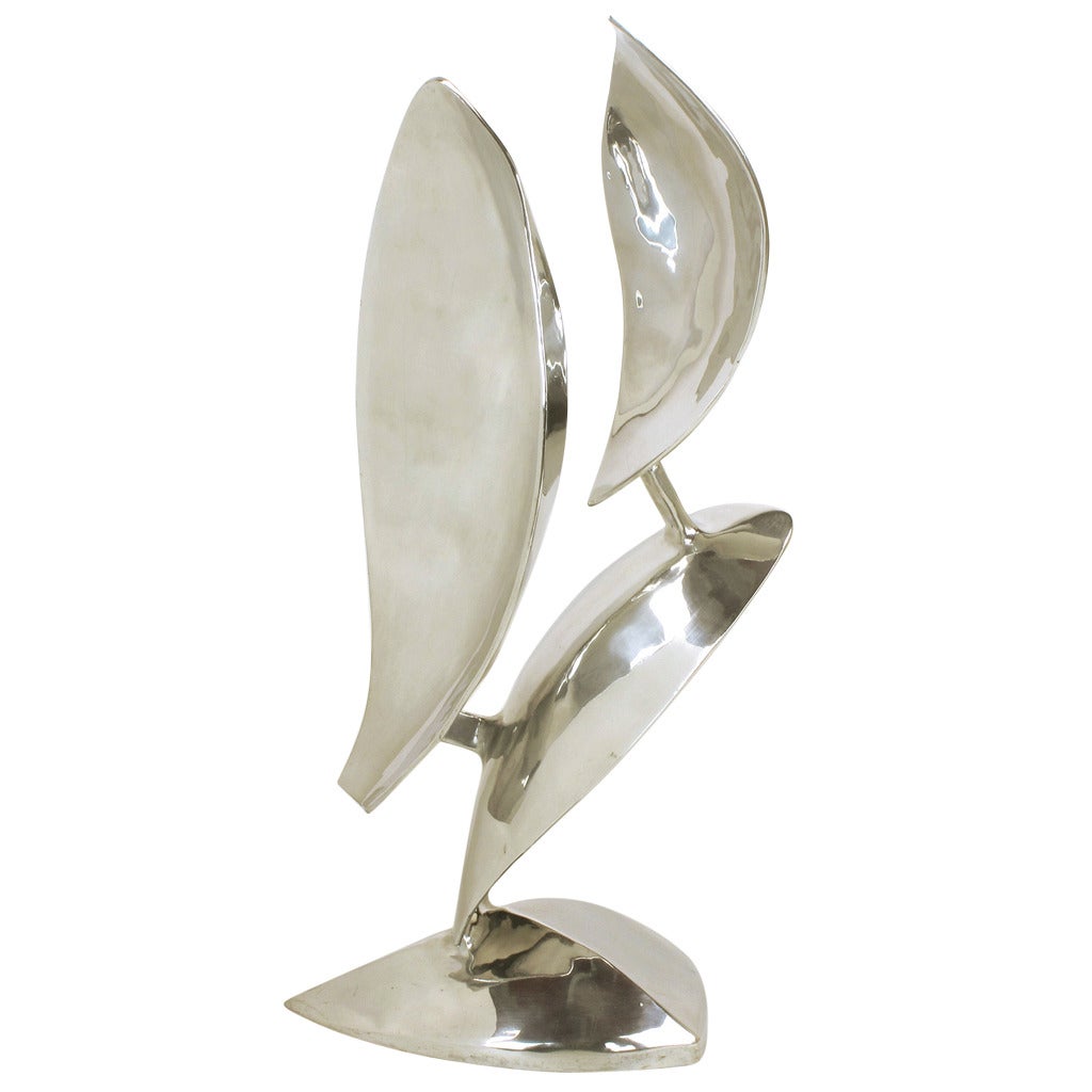 Abstract Organic Polished Aluminum Sculpture by Bill Keating For Sale