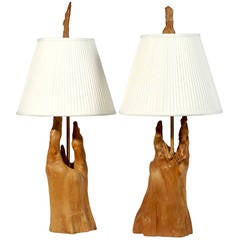 Pair of Sculptural Cypress Root Knees Table Lamps 5