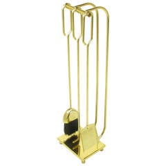 Modernist Brass Fireplace Tool Set 11