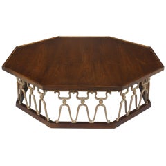 John Van Koert "Casa Del Sol" Coffee Table of Walnut and Cast Metal Scrollwork 8