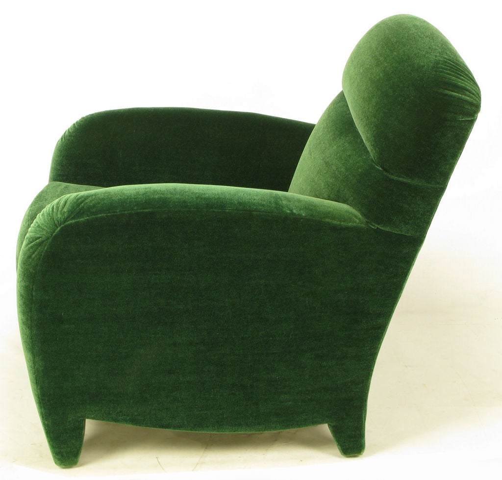 Angelo Donghia Art Deco Club Chair In Emerald Green Mohair