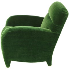 Fauteuil Club Art Déco Angelo Donghia en mohair vert émeraude