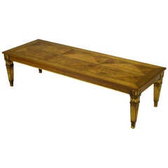 Baker Louis XVI Style Parcel Gilt Parquetry Top Coffee Table 3