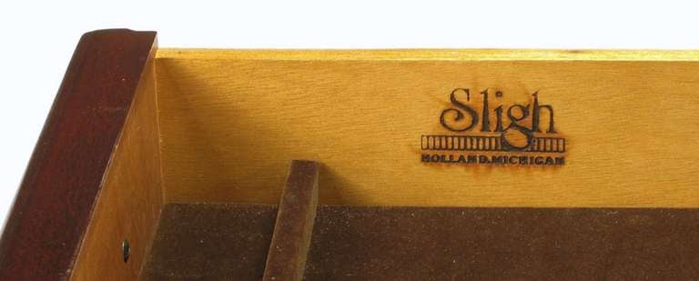 Sligh Flame Mahogany and Tooled Leather Cabriole Leg Desk 2