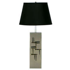 Laurel Brushed Steel Table Lamp With Brazed Farrier Nail Appliques 1
