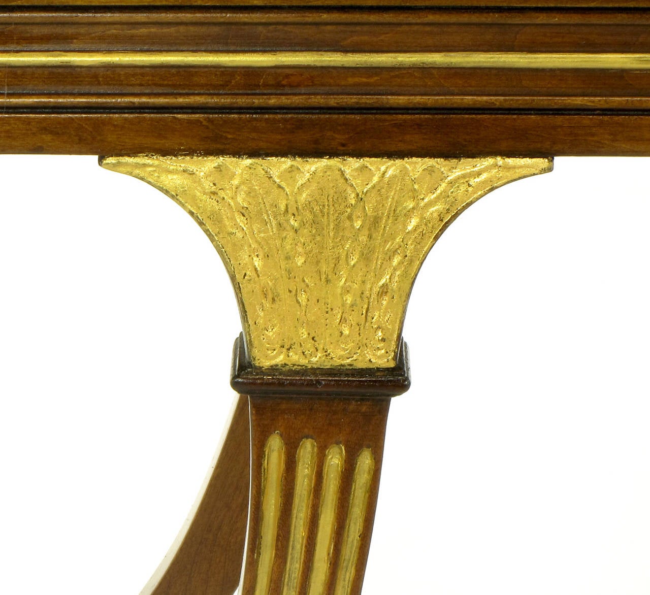 Giltwood Early 1900s Parcel-Gilt and Walnut Empire Coffee Table with Gold Mirror Top For Sale