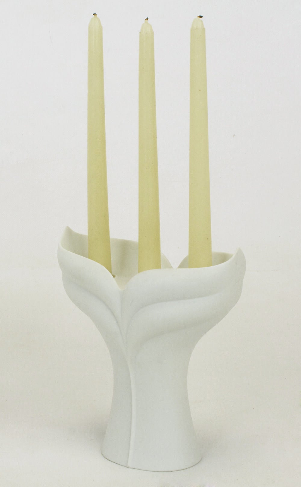 Pair of Uta Feyl White Matte Porcelain Candelabrum for Rosenthal Studio Linie In Excellent Condition For Sale In Chicago, IL