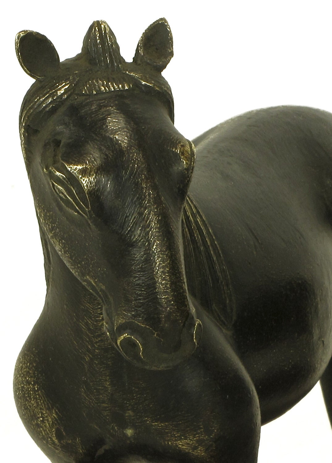 Pair of Bronze Arabian Stallion Figures Ion Footed Mahogany Plinths For Sale 3