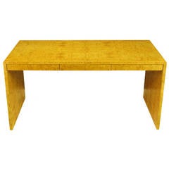 Olive Ash Burl Three-Drawer Parsons Style Writing Table 8