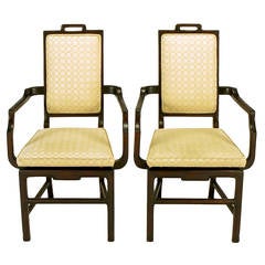 Pair of Asian Modern Mahogany Floating Seat Armchairs 10
