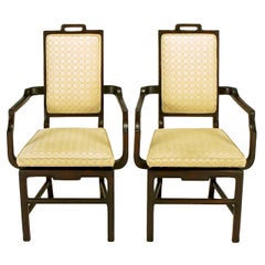 Pair of Asian Modern Mahogany Floating Seat Armchairs