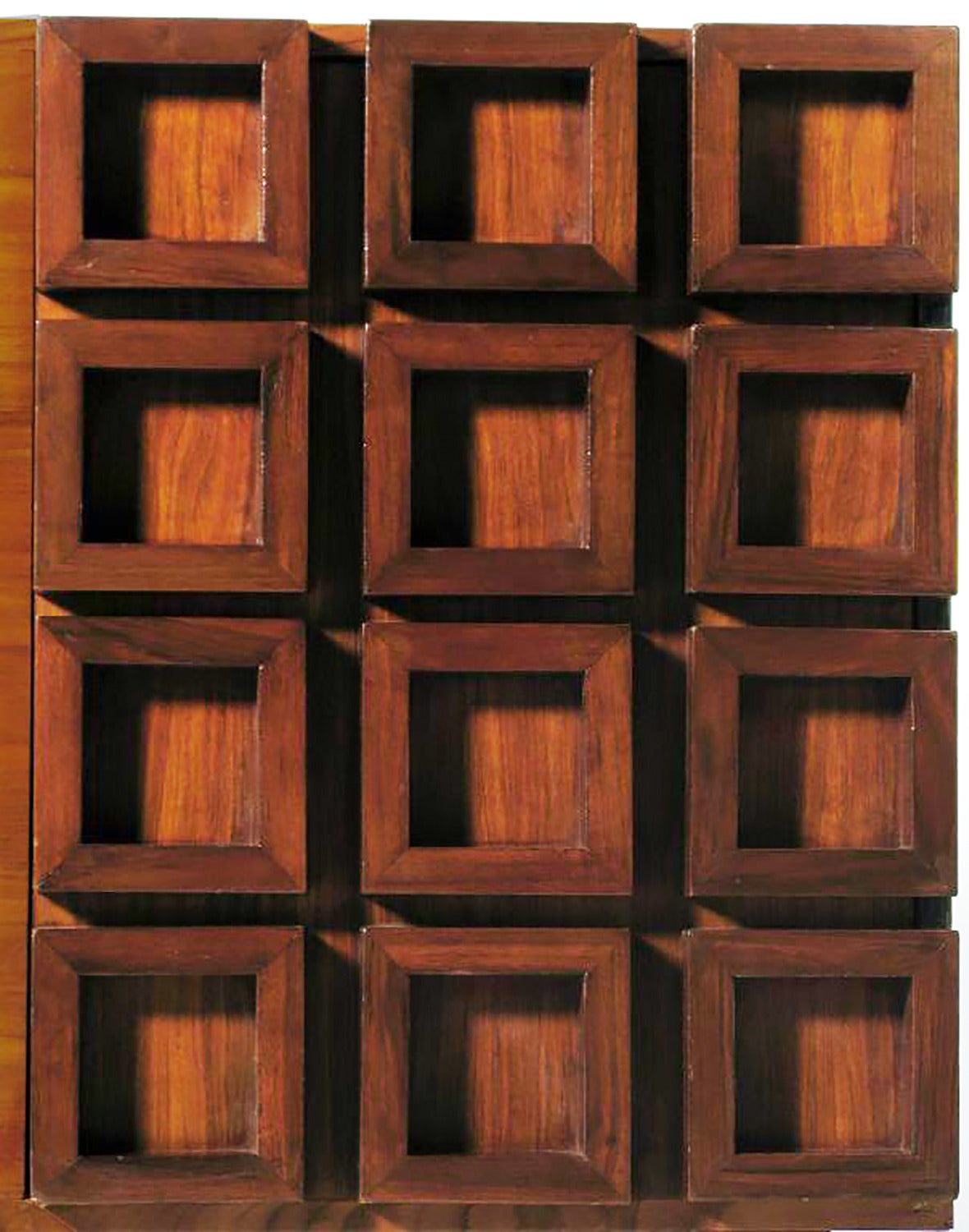 Veneer Peck & Hills Walnut Dresser with Deep Geometric Relief Front