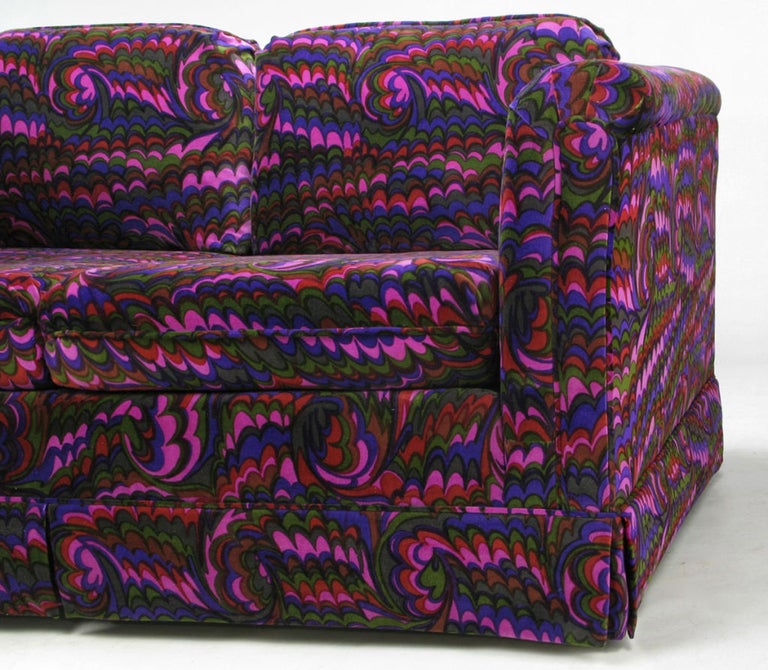 Mid-20th Century Jack Lenor Larsen Vivid Velvet Upholstered Settee