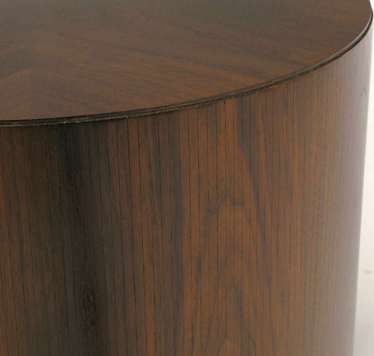 American Rosewood Cylinder Drum End Table with Book Matched Top