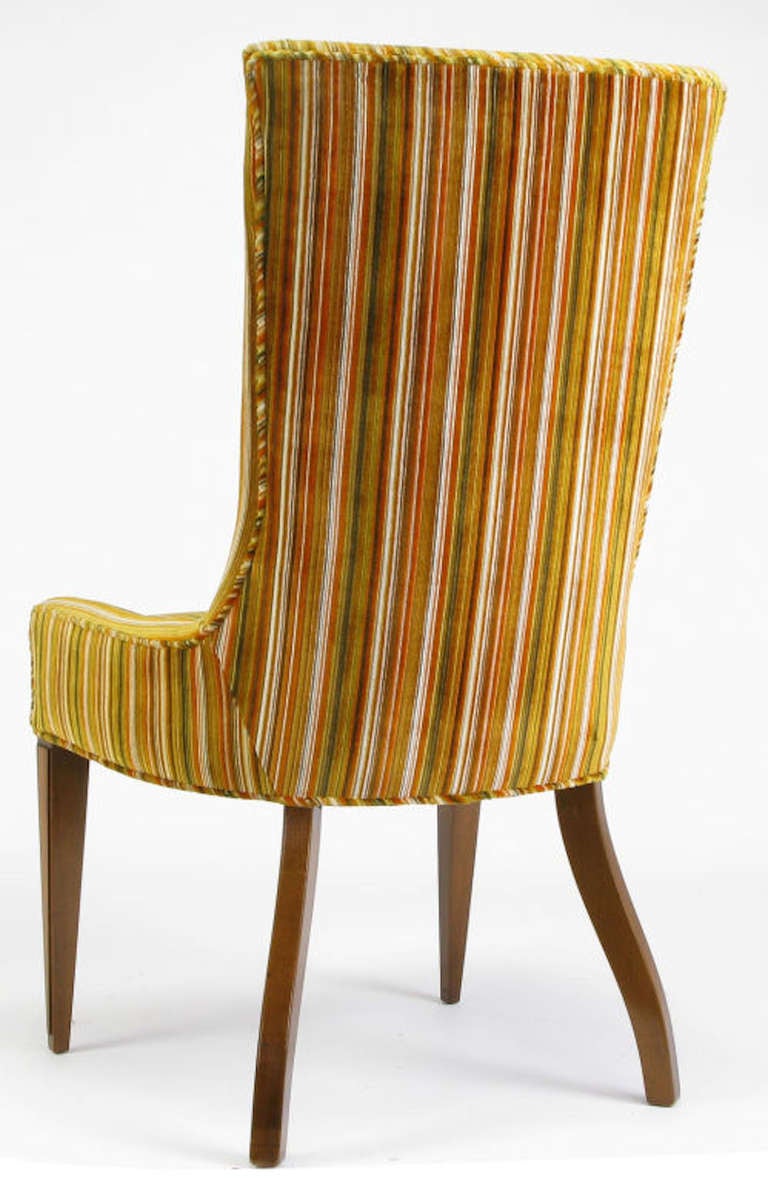 Pair Striped & Cut Velvet Empire Style Side Chairs 3