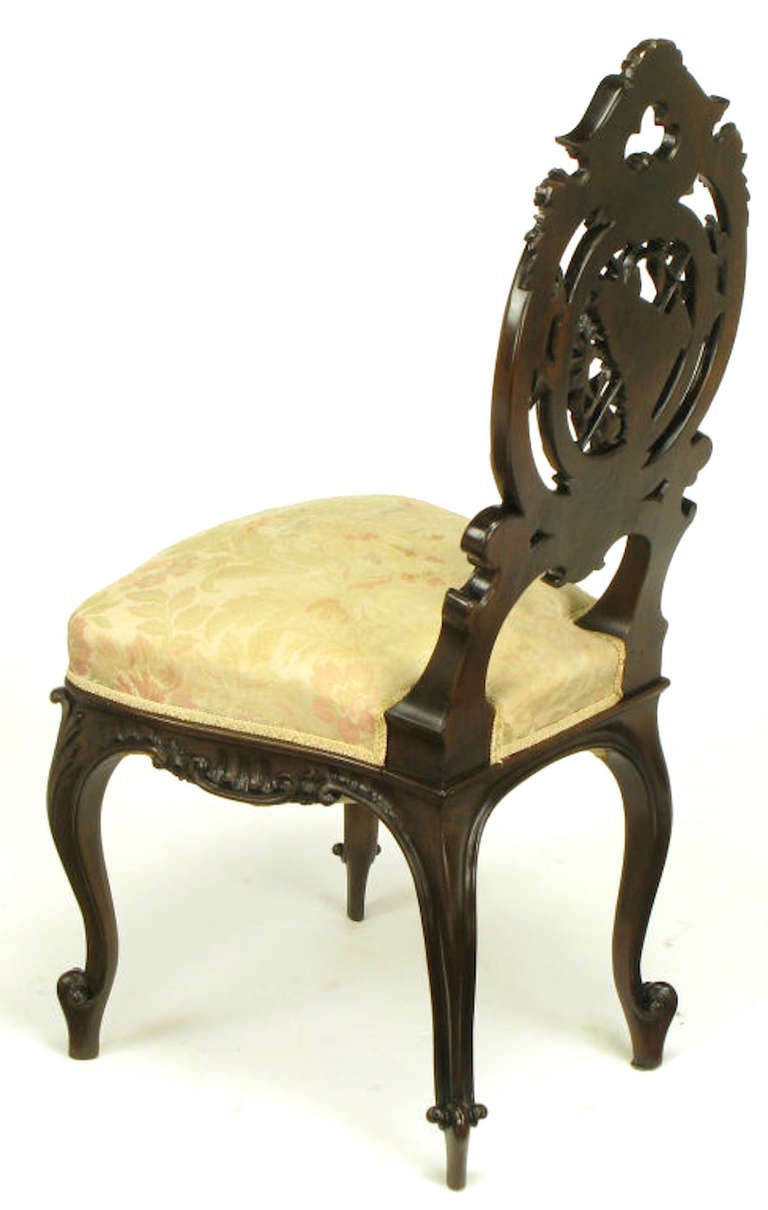 19th Century Pair of Early 1900s Hand-Carved Walnut French Regency Music Chairs For Sale