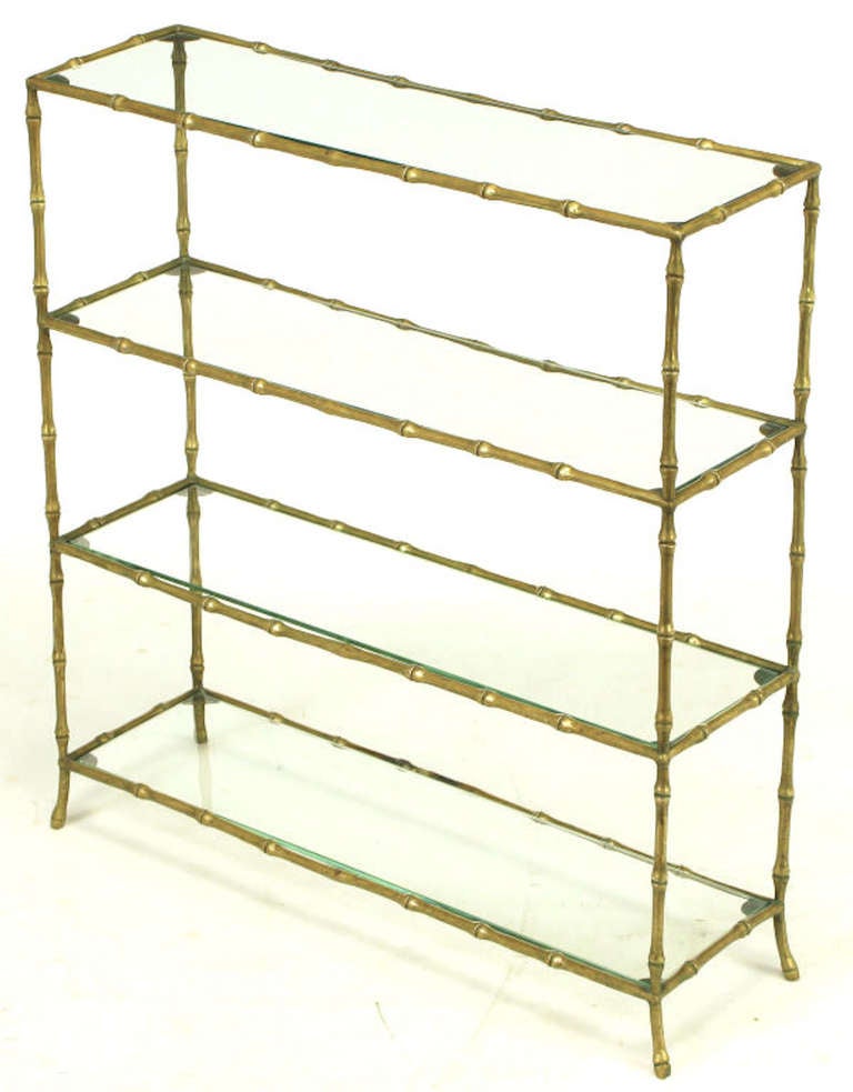 Solid Brass Bamboo Form Low Etagere After Maison Bagues