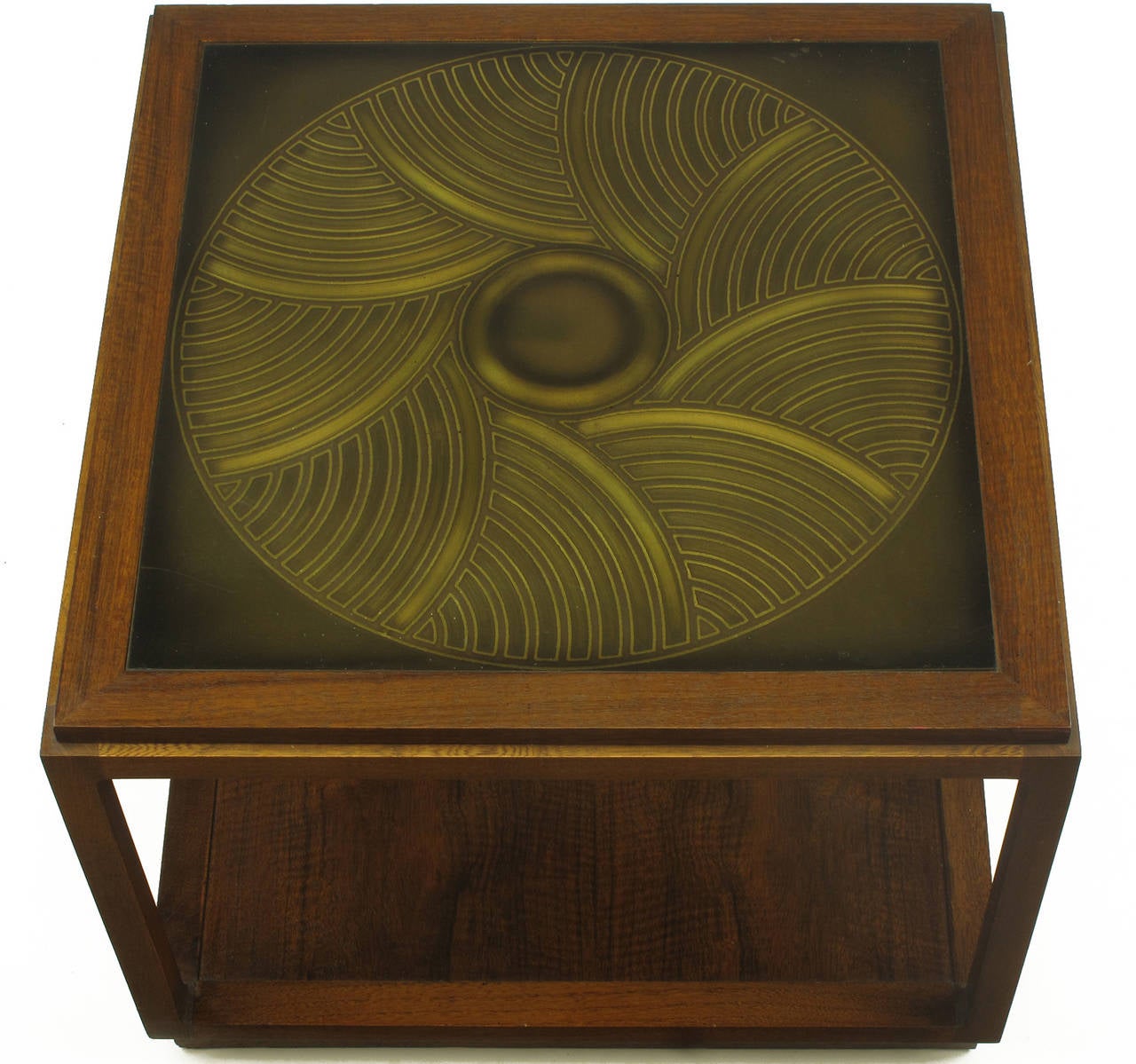 Bert England East Indian Laurel Side Table with Etched Brass Top for Baker In Excellent Condition For Sale In Chicago, IL