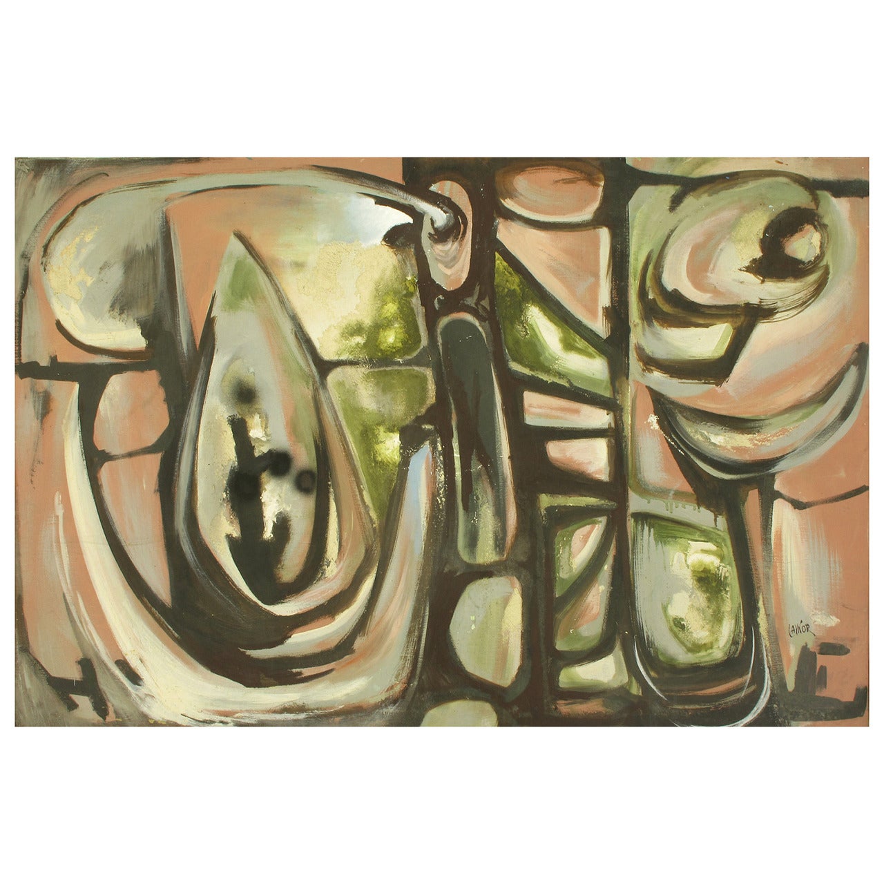 Huile abstraite sur toile intitulée "Stapho", Harold A Laynor