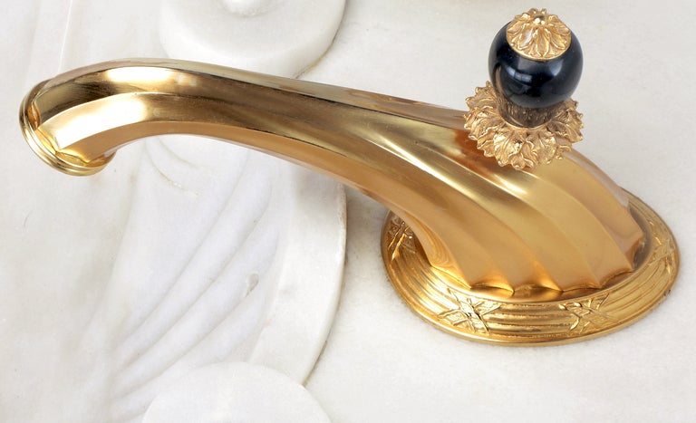 Mid-20th Century Sherle Wagner Gold Plated Bronze & Onyx Faucet Set