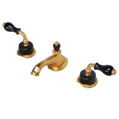 Sherle Wagner Gold Plated Bronze & Onyx Faucet Set