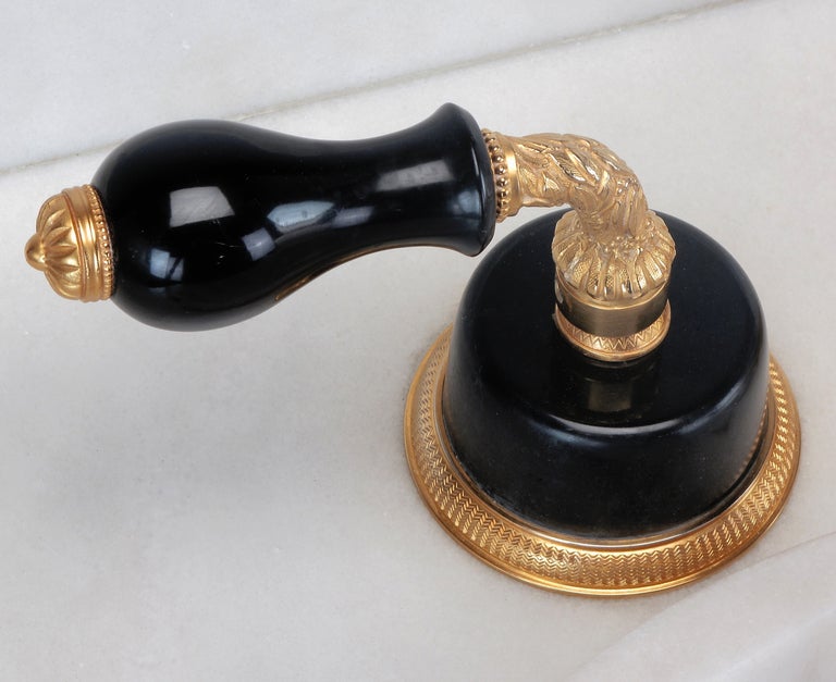 Sherle Wagner Gold Plated Bronze & Onyx Faucet Set 1