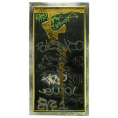 Large G.H. Rothe Oil & Gold Leaf Graffiti Painting
