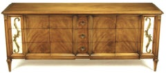 Romweber Figured Walnut  Dresser With Crema Marble Inset Panels
