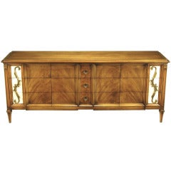 Romweber Figured Walnut Dresser With Crema Marble Inset Panels 8